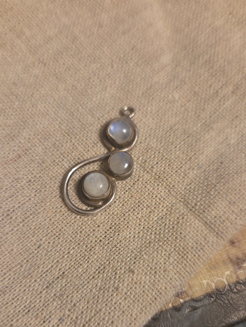 Sterling Silver Moonstone Triple Orb Pendant - White Moonstone